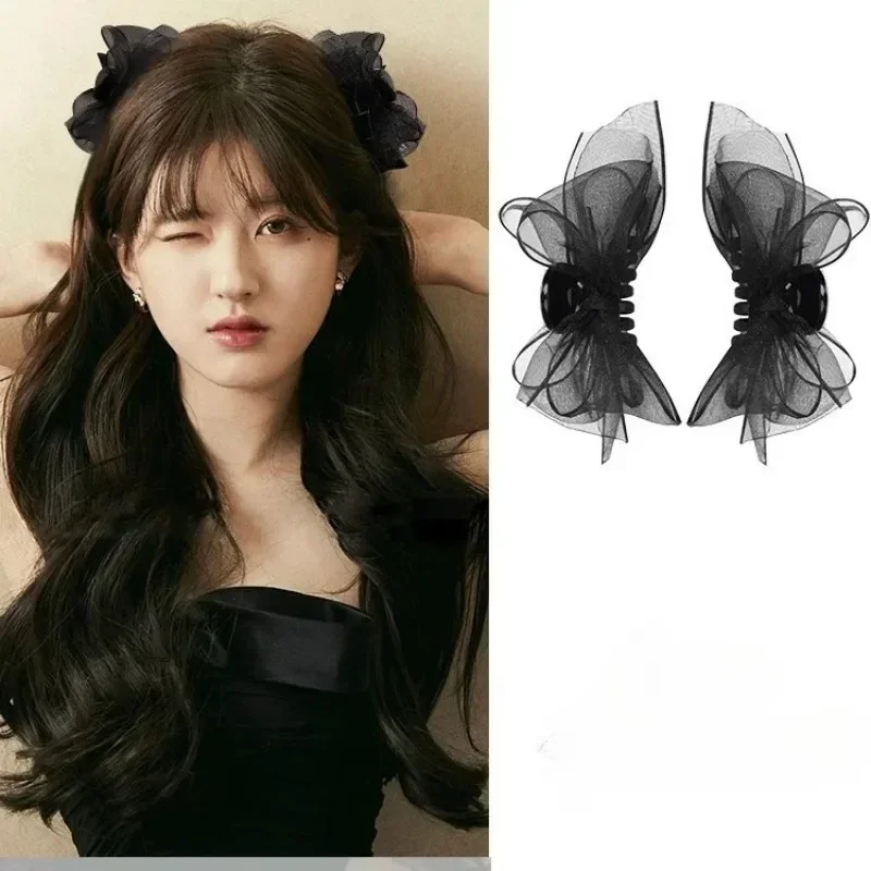 2pcs Black Matte Bowknot Mesh  - đánh giá và giá Bobby Pin Bulk