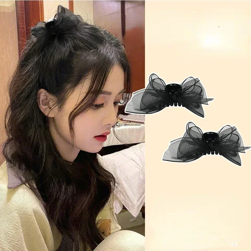 2pcs Black Matte Bowknot Mesh  - đánh giá và giá Bobby Pin Bulk