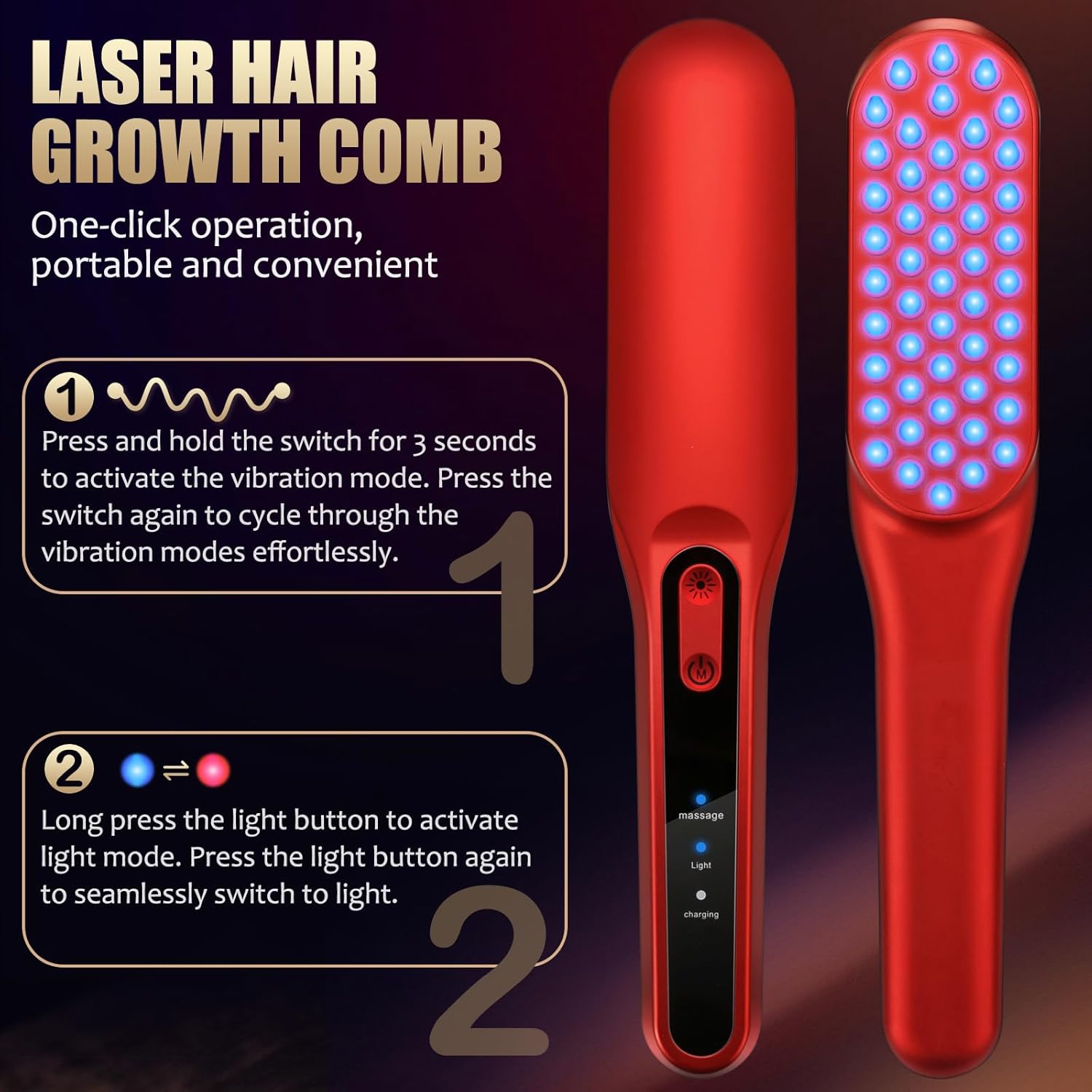 Laser Hair Growth Comb, Red Li - đánh giá và giá Hair Care Vegan