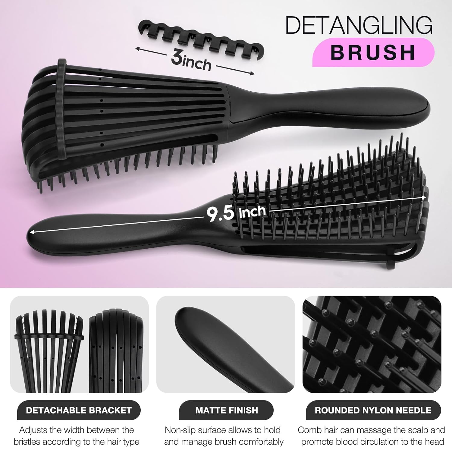 Detangling Brush Set with Spra - đánh giá và giá Hair Care For Wavy Hair