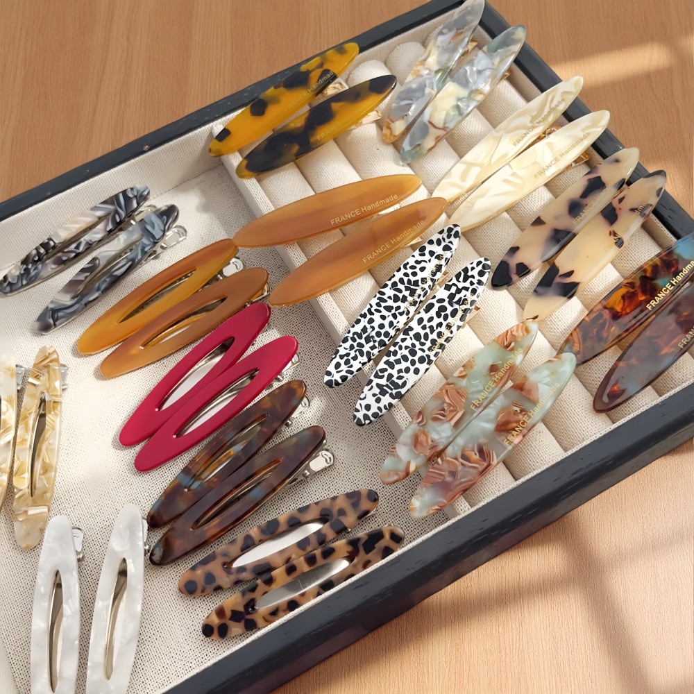 2pcs/Set Elegant Acetate Oval  - đánh giá và giá Bobby Pin Bulk