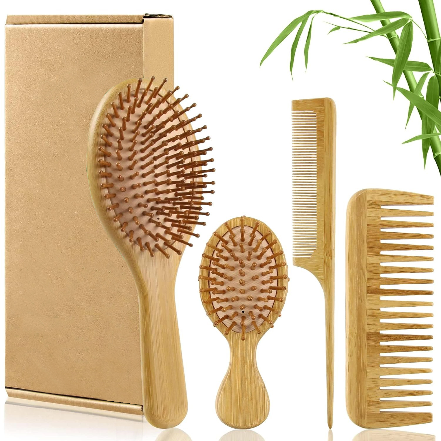 Bamboo Hair Brush Comb Set for - đánh giá và giá Detangling Wide Comb